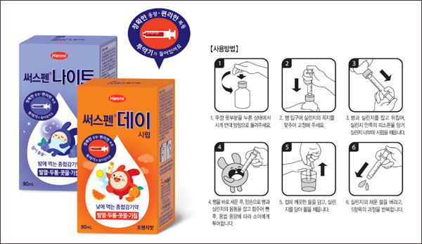 한미약품, 밤·낮용 어린이감기약 `써스펜시럽` 출시