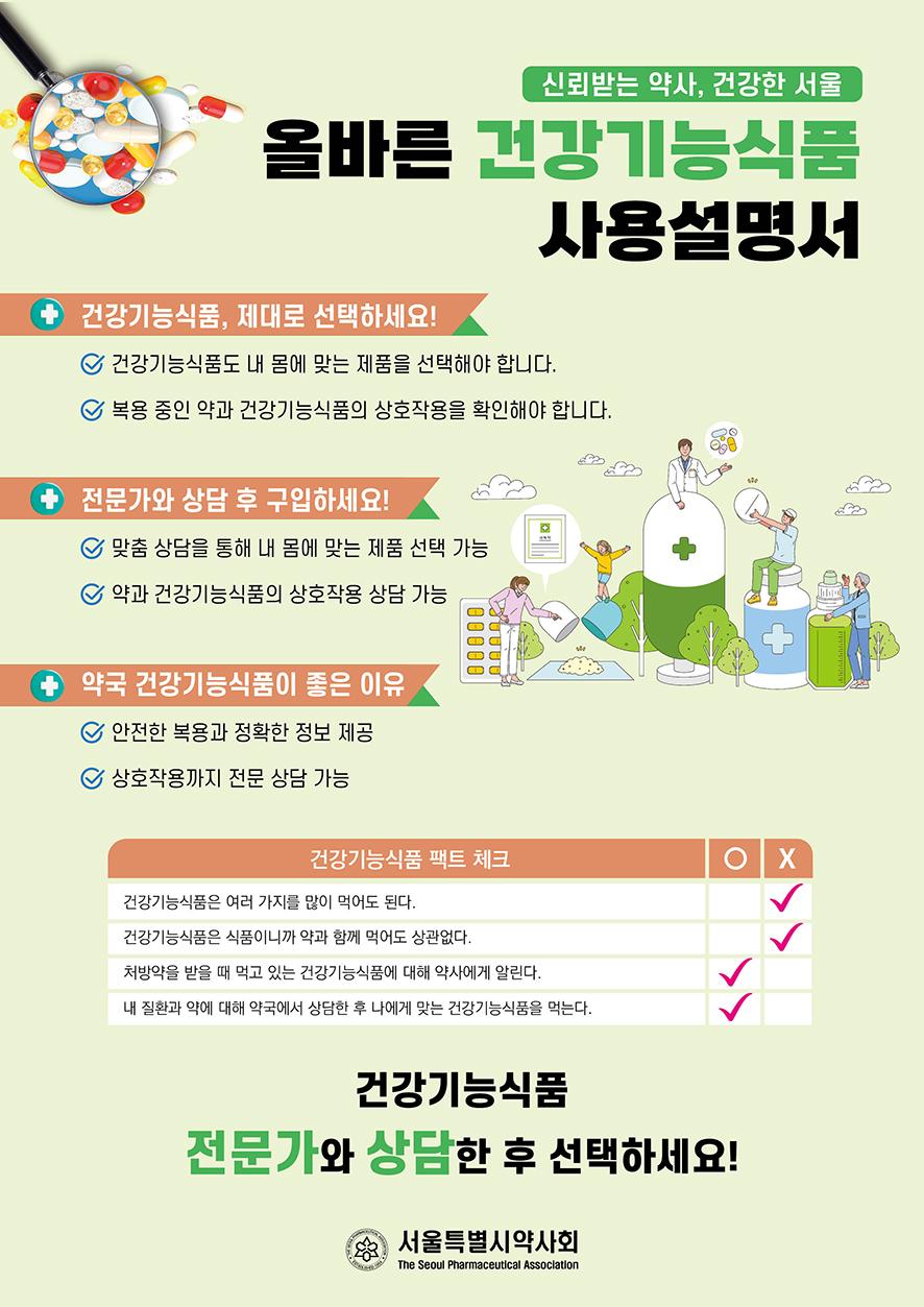 서울시약 캠페인 "건강기능식품, 전문가 상담 후 선택하세요"